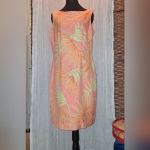 Tori Richard Coral and Lime Mini Dress